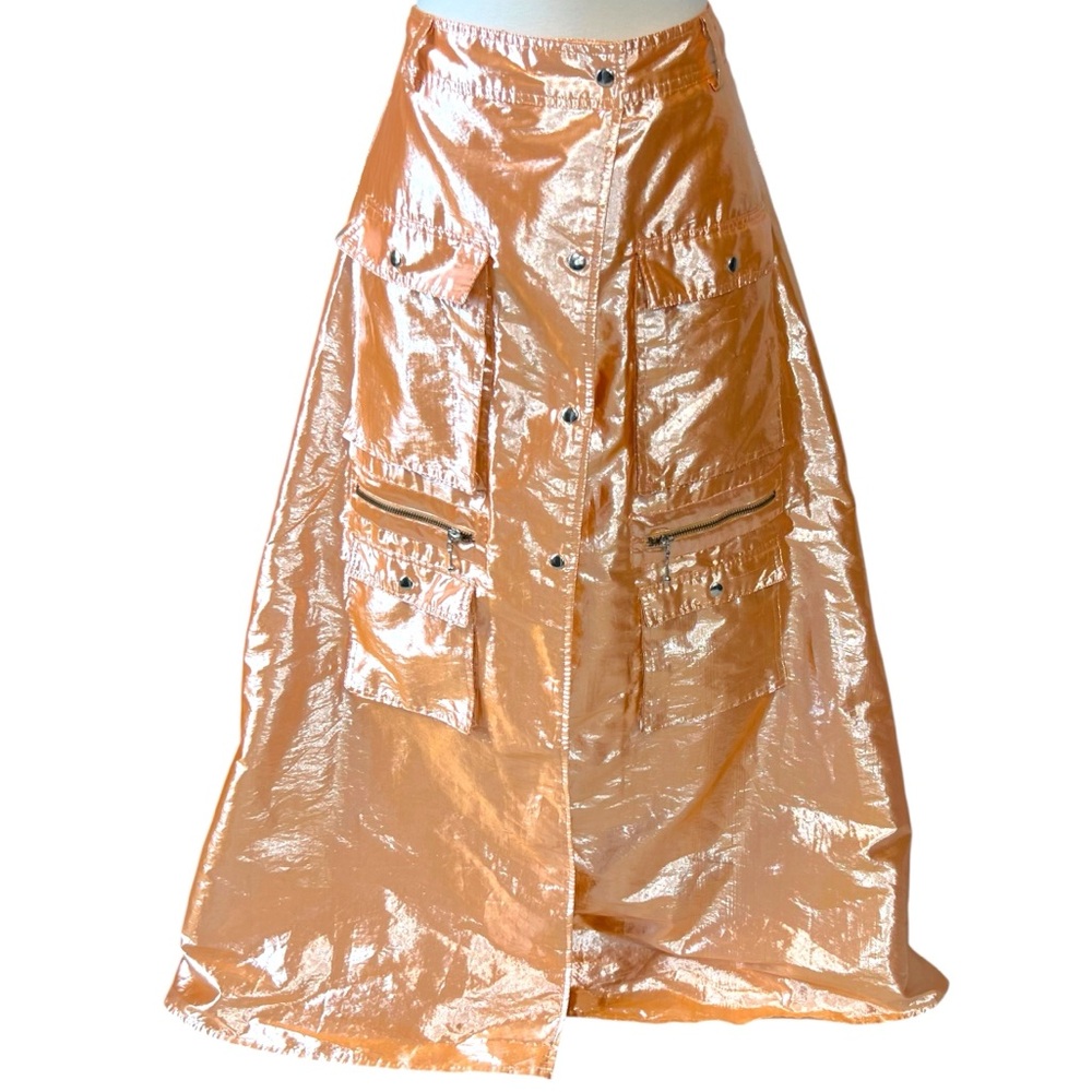 Anthropologie Let Me Be Metallic Cargo Maxi Skirt